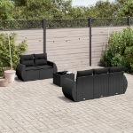 Set Divano da Giardino 6 pz con Cuscini Nero in Polyrattan