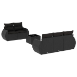 Set Divano da Giardino 6 pz con Cuscini Nero in Polyrattan