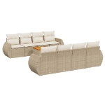 Set Divano da Giardino 9 pz con Cuscini Beige in Polyrattan