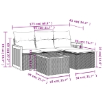 Set Divano da Giardino 5 pz con Cuscini Beige in Polyrattan