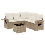 Set Divano da Giardino 6 pz con Cuscini Beige in Polyrattan