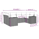 Set Divano da Giardino 6 pz con Cuscini Marrone in Polyrattan