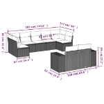 Set Divani da Giardino 9pz con Cuscini Marrone in Polyrattan