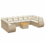 Set Divani da Giardino 11 pz con Cuscini Beige in Polyrattan