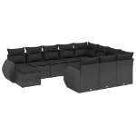 Set Divani da Giardino 11 pz con Cuscini in Polyrattan Nero