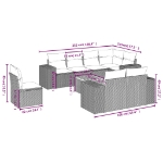 Set Divani da Giardino 9 pz con Cuscini Nero in Polyrattan