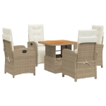 Set da Pranzo da Giardino 5 pz con Cuscini Beige in Polyrattan
