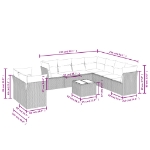 Set Divano da Giardino 10 pz con Cuscini Beige in Polyrattan
