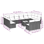 Set Divano da Giardino 13 pz con Cuscini Beige in Polyrattan