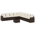 Set Divani da Giardino 10pz con Cuscini in Polyrattan Marrone