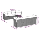 Set Divano da Giardino 9pz con Cuscini Grigio Chiaro Polyrattan