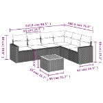 Set Divani da Giardino con Cuscini 7pz Nero Polyrattan