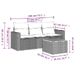 Set Divano da Giardino 4 pz con Cuscini Beige in Polyrattan