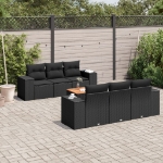 Set Divani da Giardino con Cuscini 7pz Nero Polyrattan