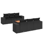 Set Divani da Giardino con Cuscini 7pz Nero Polyrattan