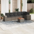 Set Divani da Giardino 7 pz con Cuscini Grigio in Polyrattan