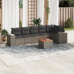 Set Divani da Giardino 7 pz con Cuscini Grigio in Polyrattan