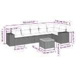 Set Divani da Giardino 7 pz con Cuscini Grigio in Polyrattan