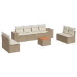 Set Divano da Giardino 9 pz con Cuscini Beige in Polyrattan