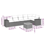 Set Divani da Giardino con Cuscini 7pz Nero Polyrattan