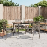 Set da Pranzo da Giardino 5 pz con Cuscini in Polyrattan Grigio