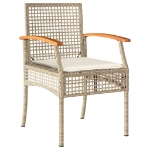 Set da Pranzo da Giardino 5 pz con Cuscini Beige in Polyrattan