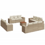 Set Divano da Giardino 13 pz con Cuscini Beige in Polyrattan