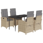 Set Pranzo da Giardino 5 pz con Cuscini Beige Misto Polyrattan