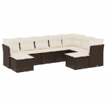 Set Divani da Giardino 9pz con Cuscini Marrone in Polyrattan