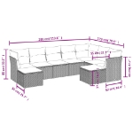 Set Divani da Giardino 9pz con Cuscini Marrone in Polyrattan