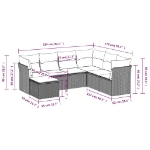 Set Divani da Giardino con Cuscini 7pz Nero Polyrattan