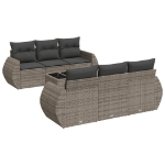 Set Divani da Giardino 7 pz con Cuscini Grigio in Polyrattan