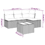 Set Divano da Giardino 5 pz con Cuscini Marrone in Polyrattan