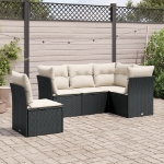 Set Divani da Giardino 5 pz con Cuscini in Polyrattan Nero
