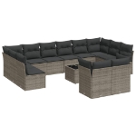 Set Divani da Giardino 13 pz con Cuscini Grigio in Polyrattan