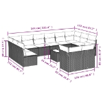 Set Divani da Giardino 13 pz con Cuscini Grigio in Polyrattan