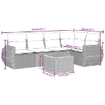 Set Divano da Giardino 6 pz con Cuscini Grigio in Polyrattan
