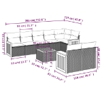 Set Divano da Giardino 9 pz con Cuscini Beige in Polyrattan