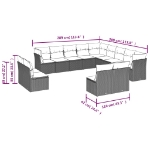 Set Divano da Giardino 13 pz con Cuscini Beige in Polyrattan