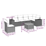 Set Divani da Giardino con Cuscini 7pz Nero Polyrattan