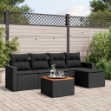 Set Divano da Giardino 6 pz con Cuscini Nero in Polyrattan