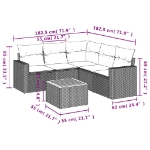 Set Divano da Giardino 6 pz con Cuscini Beige in Polyrattan
