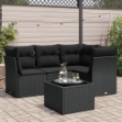 Set Divani da Giardino 5 pz con Cuscini in Polyrattan Nero