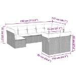 Set Divano da Giardino 9pz con Cuscini Grigio Chiaro Polyrattan