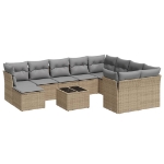 Set Divani da Giardino 11 pz con Cuscini Beige in Polyrattan