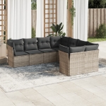 Set Divano da Giardino 8 pz con Cuscini Grigio in Polyrattan