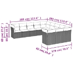 Set Divani da Giardino 11 pz con Cuscini Beige in Polyrattan