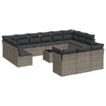Set Divani da Giardino 14pz con Cuscini in Polyrattan Grigio