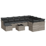 Set Divani da Giardino 11 pz con Cuscini in Polyrattan Grigio