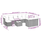 Set Divani da Giardino 11 pz con Cuscini in Polyrattan Grigio